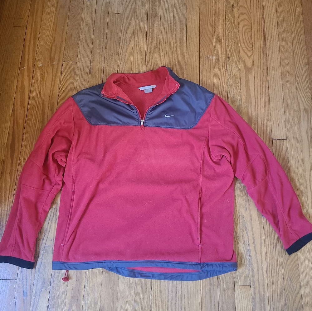 Nike Quater Zip Red/Gray Fleece Pullover
